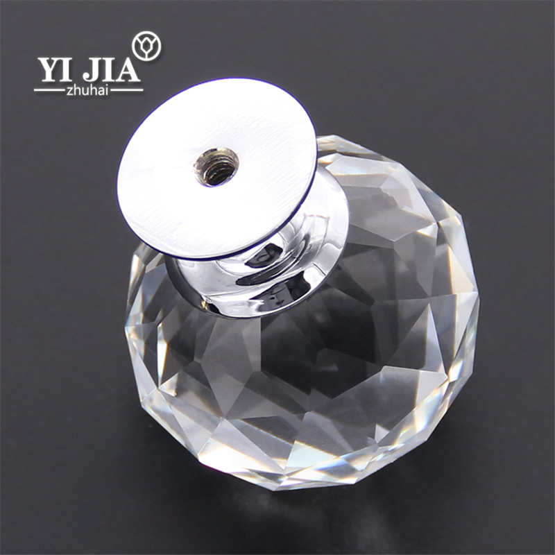 Clear Round Glass Cabinet Knobs And Handles Yijia Crystal